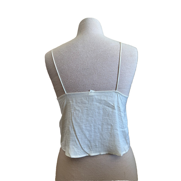 BP White Satin Crop Cami Tank Top Size M V-Neck Spaghetti Straps - New w/o Tags - Picture 2 of 2